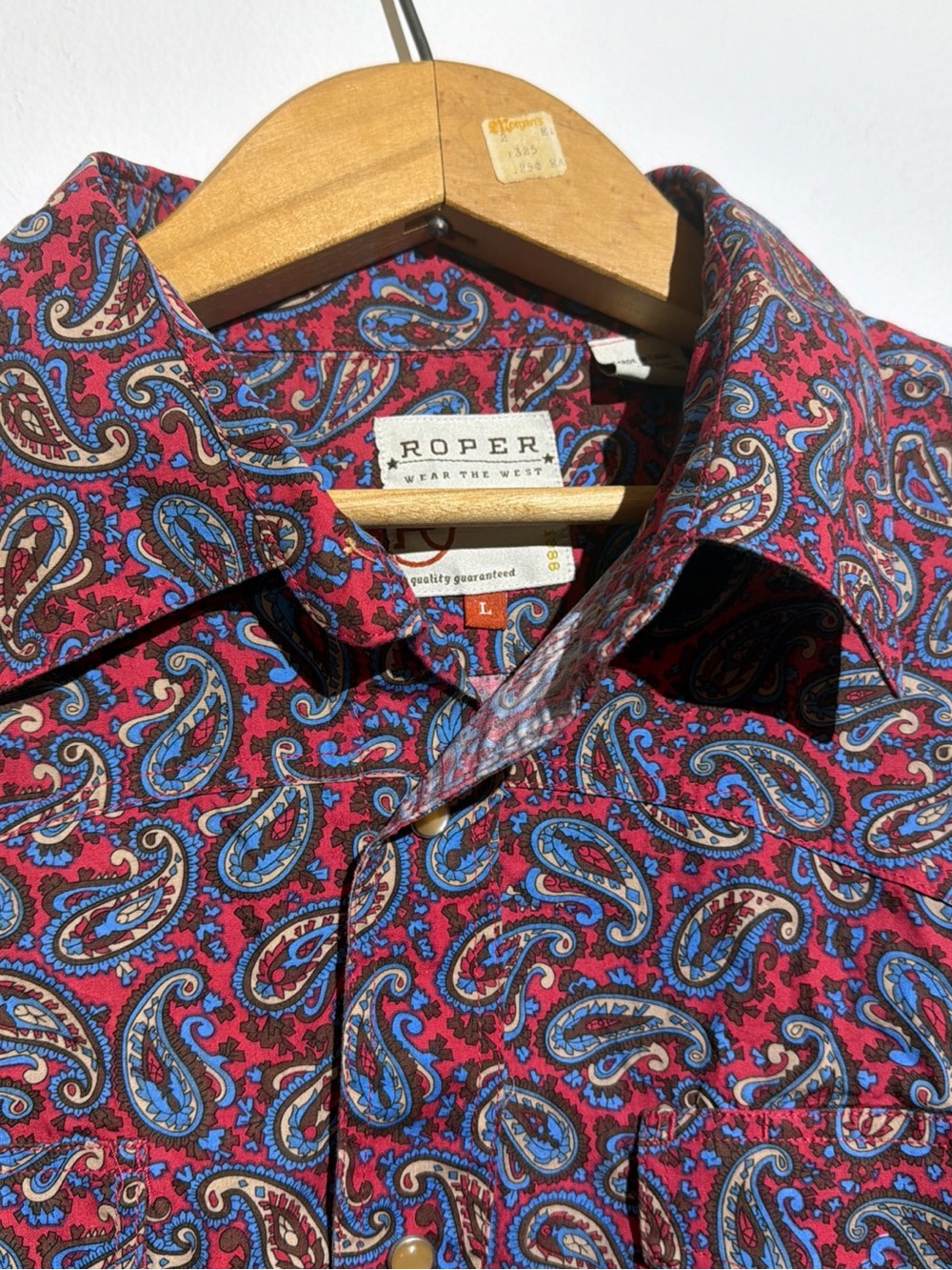 Roper Red Paisley Button-Down Shirt with Blue Accents